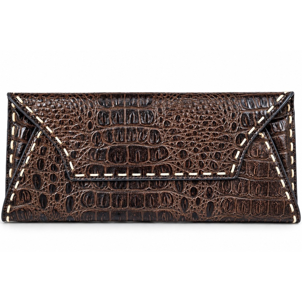 Gaya Vancouver NWT Brown Croc Embossed Envelope Clutch Y2K Handbag 13